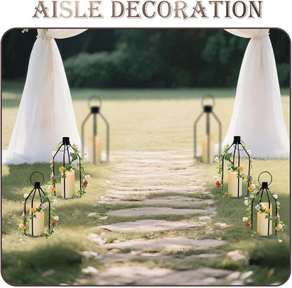 Set of 3 Decorative Lanterns (19"/16"/13") - Black Metal Indoor Outdoor Lanterns with Flickering LED Candles, Front Entrance Decor for Home Wedding Christmas