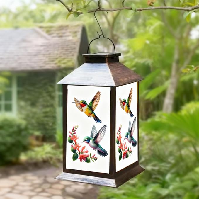 JOBOSI Solar Lantern Hummingbird, Portable Decorative Gift, Solar Light, Gifts for Mom, Women, Grandma, Garden Yard Lawn Decoration, Christmas and New Year Gift