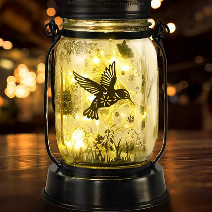 Christmas Gifts for Women Hummingbird Solar Lanterns Hummingbird Mom Birthday Gift Solar Lights Hummingbird Gifts Bird Christmas Decorative Lanterns for Yard, Patio, Lawn, Pathway, Garden Decor