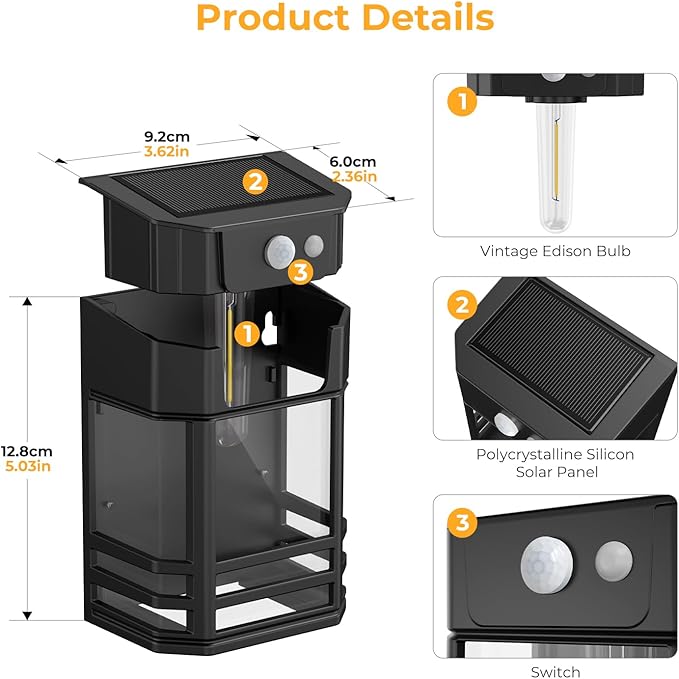 btfarm Solar Fence Lights Outdoor, 4 Pack Motion Sensor Dusk to Dawn Fence Lights Solar Powered, 3 Modes IP65 Waterproof Solar Deck Post Lights for Fence Garden Step Patio Stair Backyard