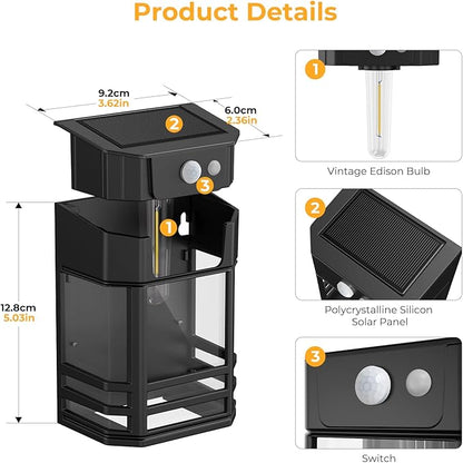 btfarm Solar Fence Lights Outdoor, 4 Pack Motion Sensor Dusk to Dawn Fence Lights Solar Powered, 3 Modes IP65 Waterproof Solar Deck Post Lights for Fence Garden Step Patio Stair Backyard
