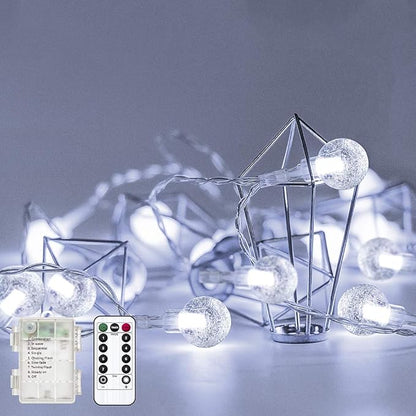 Metaku Outdoor String Lights Battery Operated 26ft 60LED Fairy Lights with Remote Waterproof Indoor Outdoor Hanging Globe Decorative for Patio Gazebo Bistro Garden Balcony