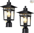 2-Pack Post Lighting Fixture for Outdoor Posts, Black Waterproof