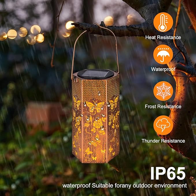 Mothers Day Gifts for Mom Grandma - Birthday Gifts for Women, 4 Pack Butterfly Solar Lanterns Outdoor Waterproof - Butterflies Solar Lights Outdoor Garden Decor for Outside
