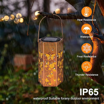 Mothers Day Gifts for Mom Grandma - Birthday Gifts for Women, 4 Pack Butterfly Solar Lanterns Outdoor Waterproof - Butterflies Solar Lights Outdoor Garden Decor for Outside