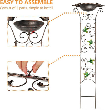 40" Freestanding Bird Bath, Heavy-Duty Metal