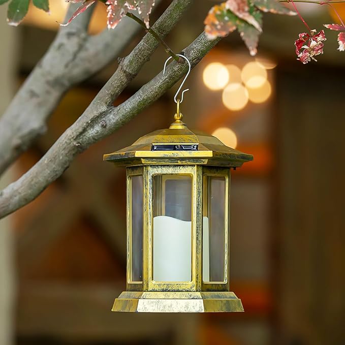 Solar Lantern Outdoor, Outdoor Hanging Candle Lanterns LED Lights - PVC Waterproof Solar Lights Decorative Lantern Lights for Table,Outdoor,Party…