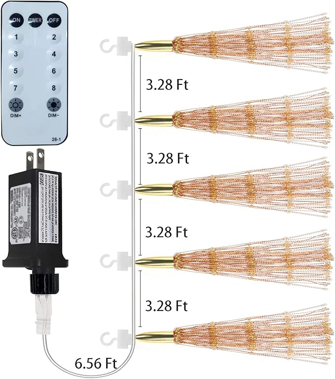 5-Pack Christmas LED String Lights, Waterproof Timer Lights