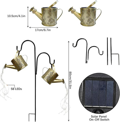 DDQ Solar Watering Can Lights, Warm White/Color LED with Shepherd Hook, IP65 Waterproof Metal Garden Decor, Auto On/Off for Patio Backyard for Mom Birthday Christmas