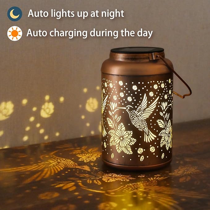 Birthday Gifts for Women Mom Grandma, Mothers Day Gifts, 2 Pack Hummingbird Solar Lights Outdoor Waterproof, Decoration Outside for Outdoor, Yard, Garden Decor Solar Lantern