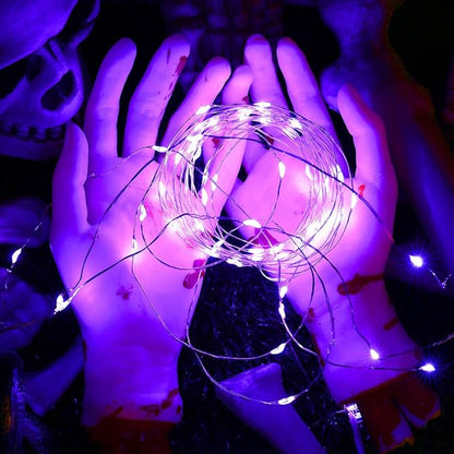 Joomer Purple Fairy Lights, 16.4Ft 50 LED 2 Modes Battery Operated Twinkle Lights for Halloween Decorations
