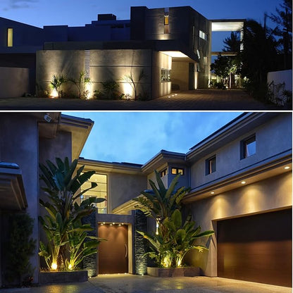 4 Pack Low Voltage LED Landscape Lights - 3W 12V/24V IP67 Waterproof In-Ground Well Lights with Convex Lens for Driveway, Garden, Pathway, Deck (Warm White 3000K) + 8 Wire Connectors Included