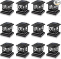 Warm White Solar Fence Post Caps 12-Pack, Yard LED
