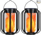 Garden Solar Hanging Lanterns 2-Pack, Classic Outdoor Decor