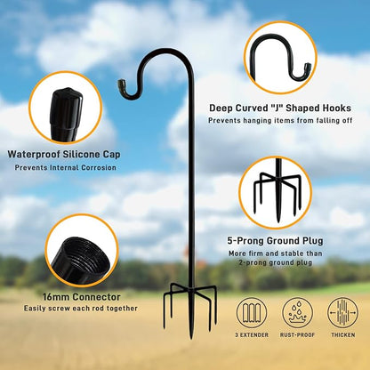 Heavy-Duty Shepherd's Hooks, 36" Garden