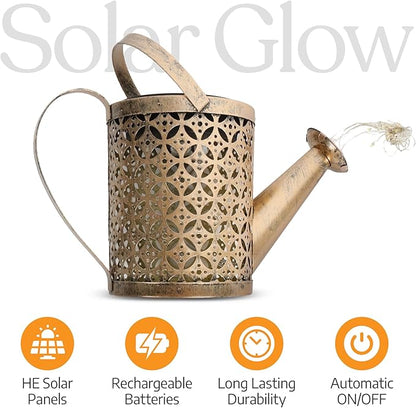 Solar Watering Can, Outdoor Solar Garden Lights,Garden Decor, Hanging Lantern Waterproof,Metal Solar Waterfall Lights for Yard Patio