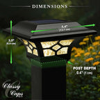 Black Solar Deck Post Lights, Outdoor LED Caps
