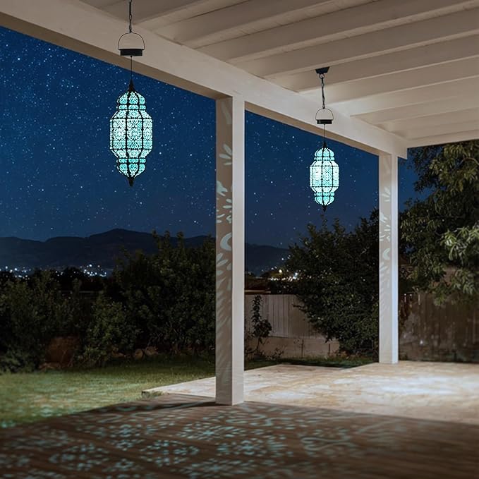 18" Moroccan Solar Pendant Light, Outdoor