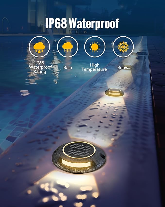 12-Pack Black Solar Deck Lights, Outdoor LED