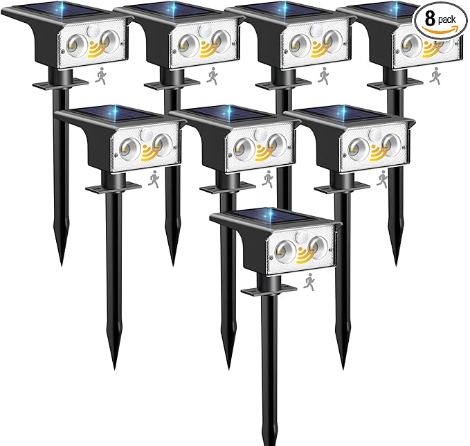 Solar Yard Spotlights 8-Pack, Motion Sensor LED