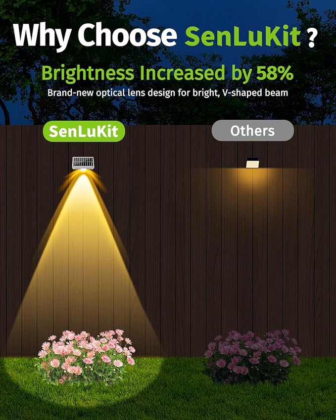 Solar Fence Lights Outdoor Waterproof High Brightness LED Spot Lens Deck Lights 7 Mode Warm & Cool White RGB Solar Powered Wall Lighting Decor for Outside Patio Step Backyard Railing - 12 Pack(White)