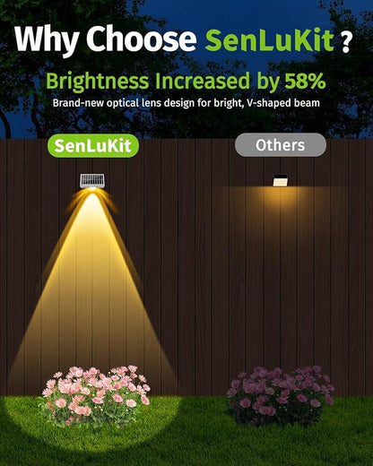 Solar Fence Lights Outdoor Waterproof High Brightness LED Spot Lens Deck Lights 7 Mode Warm & Cool White RGB Solar Powered Wall Lighting Decor for Outside Patio Step Backyard Railing - 12 Pack(White)