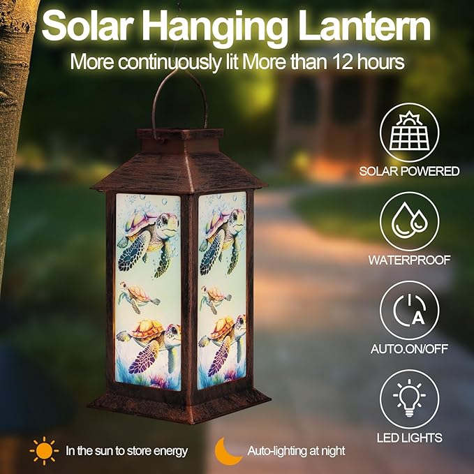 Turtle Solar Lantern Set, Charming Porch Lighting