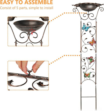 40" Metal Bird Bath, Vintage Outdoor Birdfeeder