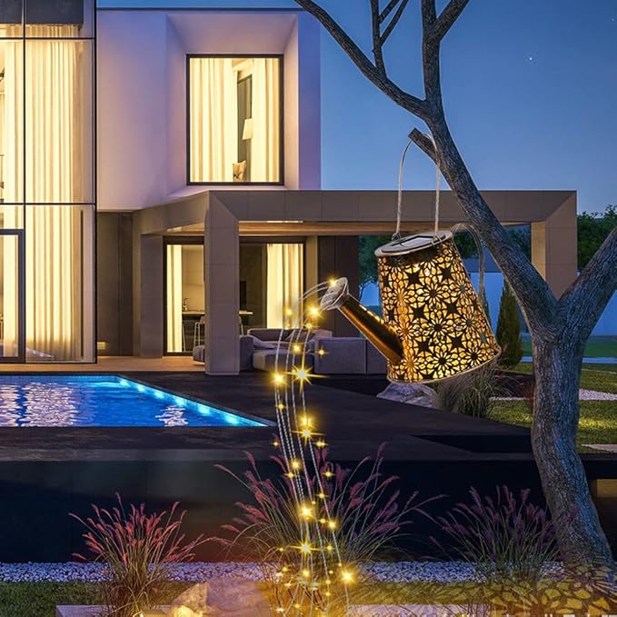 B-Best Solar Lights Outdoor Garden Decorations,Watering Can Landscape Light Large Hanging Lantern ,Outside Waterproof Patio Decor Perfect Gardening Gift