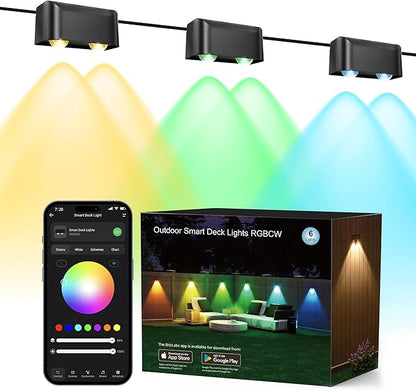 Brizled Smart Fence Lights, RGBCW Outdoor Deck Lights APP & Voice Controlled, Color-Changing Fence Lighting Music Sync Smart Outdoor Light IP65 Waterproof for Christmas Halloween Easter Lighting Decor