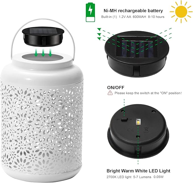 Flower Solar Lanterns, Waterproof LED Patio Lights