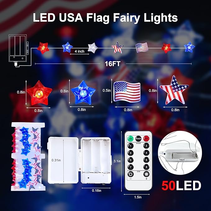White Backyard String Lights, 16ft Weatherproof LED