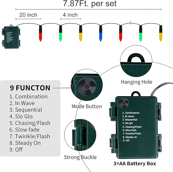 4-Pack Christmas String Lights, 20 LED Waterproof Twinkle Lights