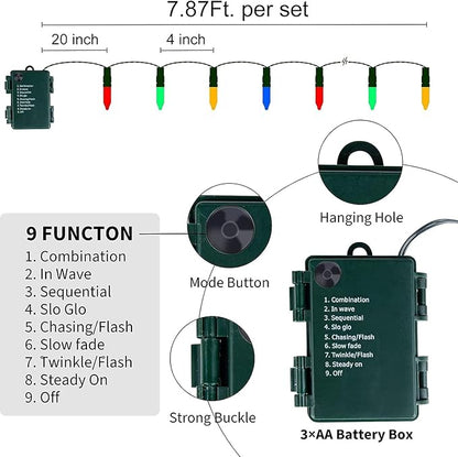 4-Pack Christmas String Lights, 20 LED Waterproof Twinkle Lights