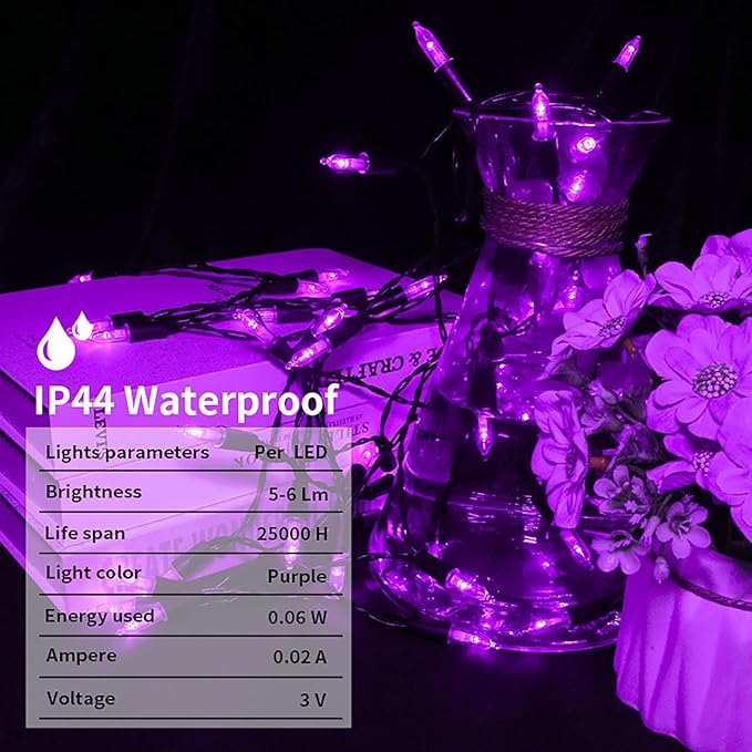 2-Pack Halloween String Lights, 50 LED Waterproof Twinkle Lights