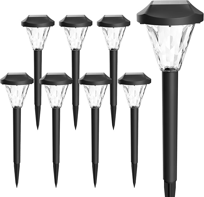 8-Pack Warm White Solar Path Lights, Outdoor Walkway LED