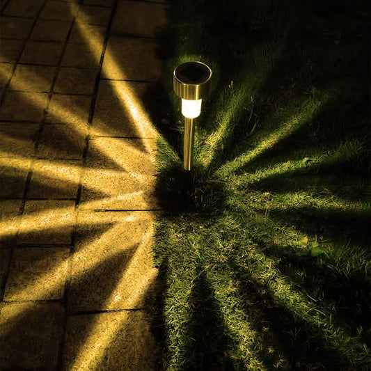 Solar Lights Outdoor Garden Landscape Pathway Lights - 12 Pack Stainless Steel (Warm White)
