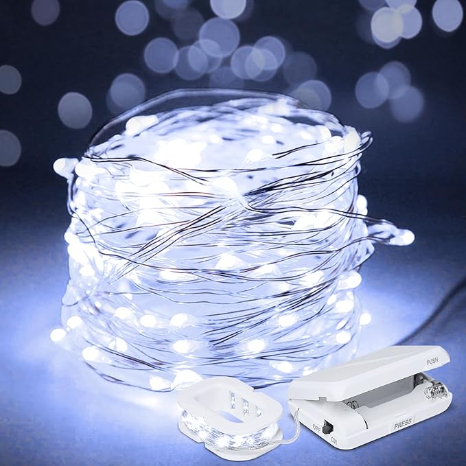 50 LED Christmas Twinkle Lights, 16ft Waterproof for Porch