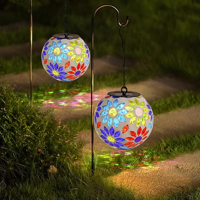 Flower Solar Lanterns, Waterproof LED Patio Lights