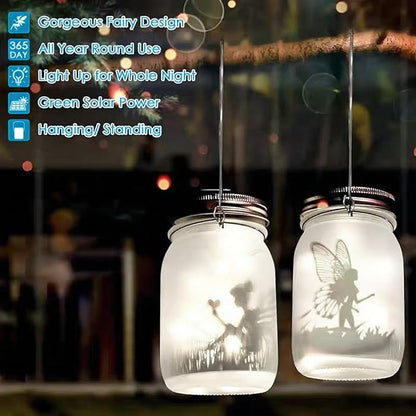 Solar Fairy Lantern for Garden Decorations, Christmas Decorations Lights Hanging Lamp Frosted Glass Jar for Home Yard Patio Lawn Party Decor Mothers Day Gifts for Woman Mom Grandma(White)