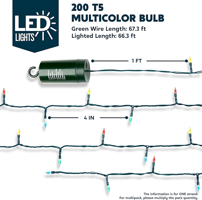 Multicolor Christmas Lights, 66.3ft LED Twinkle