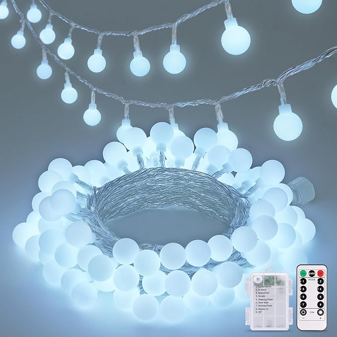 Outdoor String Lights, 33ft White Waterproof LED