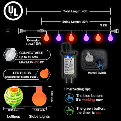 Halloween Fairy Lights, 33ft 100 LED Battery Twinkle Lights