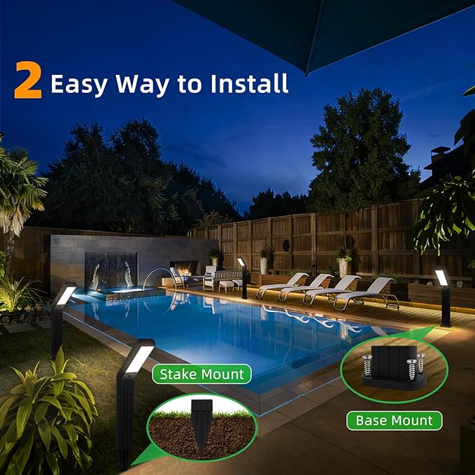 Solar Pathway Lights Outdoor 3 Modes (White/Natural/Warm), 90 LEDs Solar Path Lights with 2 Mounting Ways, Adjustable Height, IP65 Waterproof for Garden, Yard, Driveway, Walkway