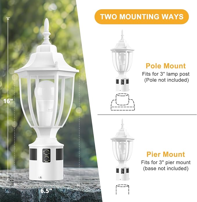 Lamp Post Light for Outdoor Posts, White Waterproof