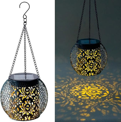 Solar Lanterns Outdoor Waterproof, Hanging Solar Lights Outside Garden Decor, Metal Solar Garden Lights Patio Decor for Yard, Solar Powered Lanterns Decorative for Porch Balcony Backyard Fence