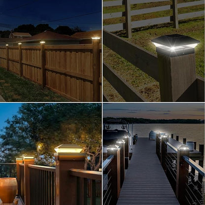 T-SUN 4x4 Solar Post Cap Lights Outdoor Waterproof, Solar Deck Fence Post Cap Lights for Wooden/Vinyl with Warm/Cool White Modes for Porch, Garden,Patio(24 Pack)