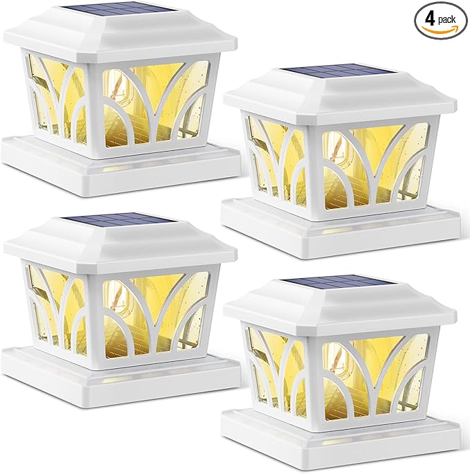 4-Pack Solar Post Cap Lights for Deck, LED