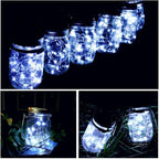 Mason Jar Lid Fairy Lights 12-Pack, Solar Party LED