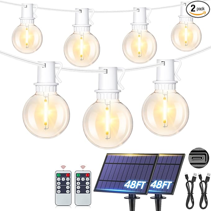 96ft LED Patio String Lights, Waterproof Outdoor